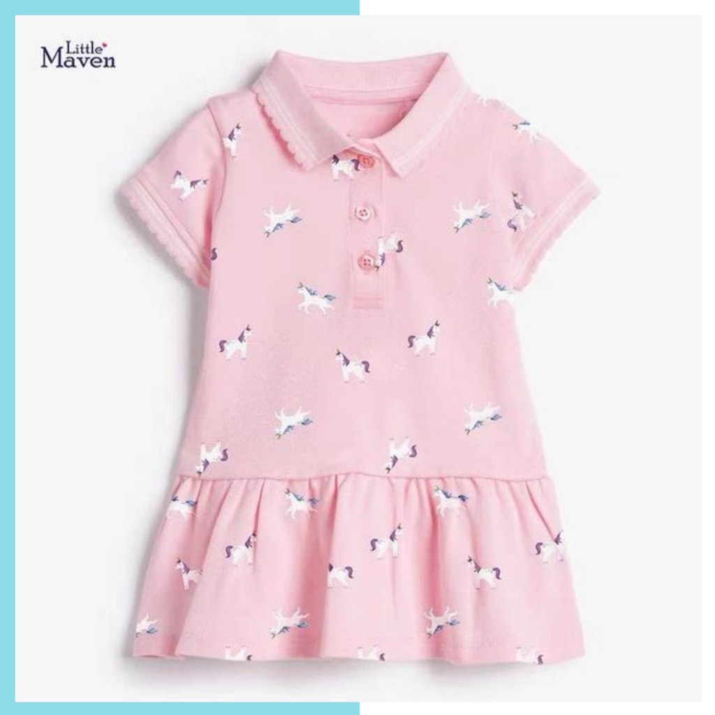 Váy thun hè cotton Little Maven Polo hồng pony SY0069 cho bé gái 2-8 tuổi Mẫu mới 2022 - Little Maven Official Store
