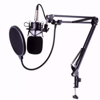 Micro phòng thu, Combo bộ thu âm tại nhà ( Mic BM800 + Lọc âm + Giá treo kẹp bàn + giá đỡ mic )