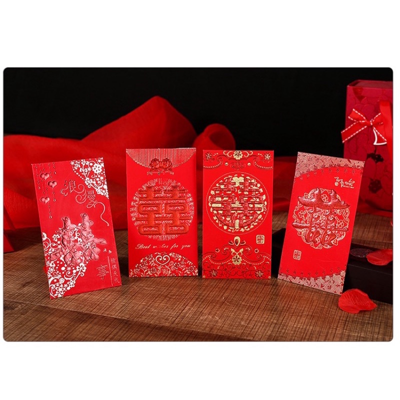 🧧LÌ XÌ CƯỚI CỔ ĐIỂN CHỮ VÀ HỌA TIẾT DẬP NỔI 🧧