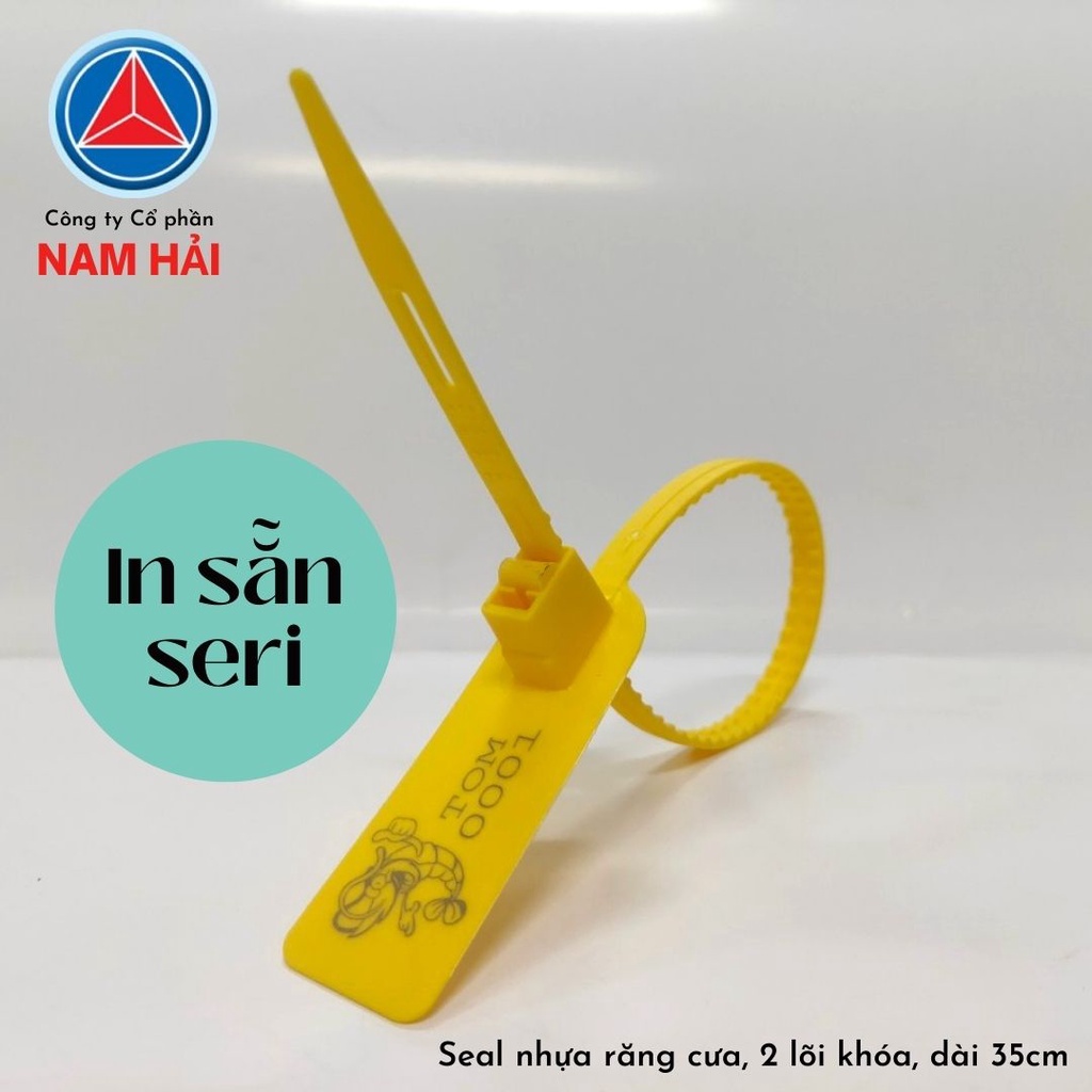 10 chiếc dây niêm phong nhựa răng cưa 2 lõi khóa - IN SẴN seri, không trùng số, niêm xe tải, cửa kho