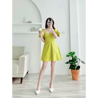 [ Ảnh thật] Váy thô tay bồng chéo ngực