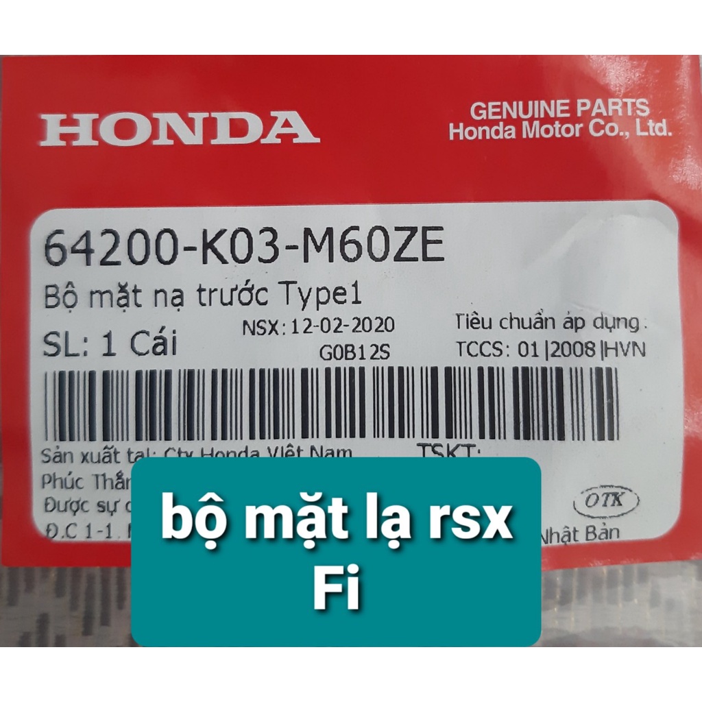 Bộ mặt nạ trước xe Wave RSX110 Fi chính hãng Honda 64200-K03-M60-ZE