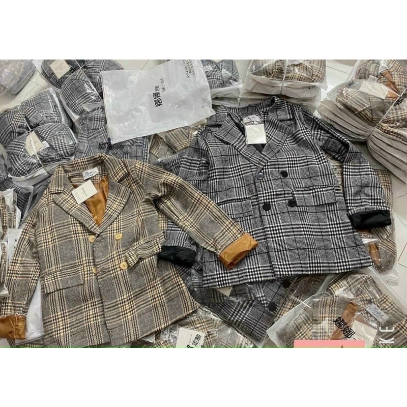 Áo dạ kẻ nữ, áo khoác blazer dạ vest kẻ