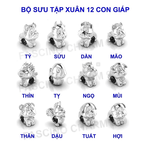 Bộ sưu tập charm 12 con giáp Charm bạc