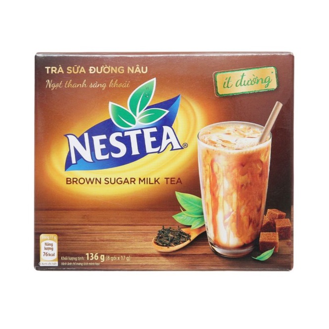 Trà sữa đường nâu ít đường Nestea hộp 8 gói