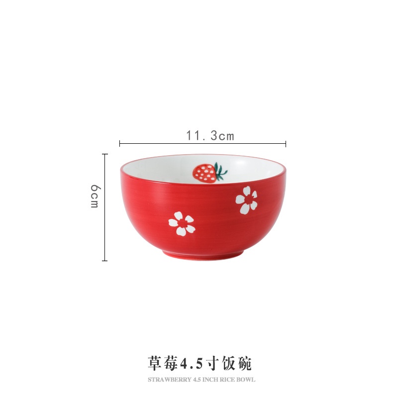 Bộ bát đĩa hoạ tiết dâu tây gốm sứ 15 món siêu đẹp