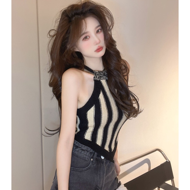 Áo Hai Dây Dệt Kim Thời Trang Mùa Thu Quyến Rũ Cho Nữ