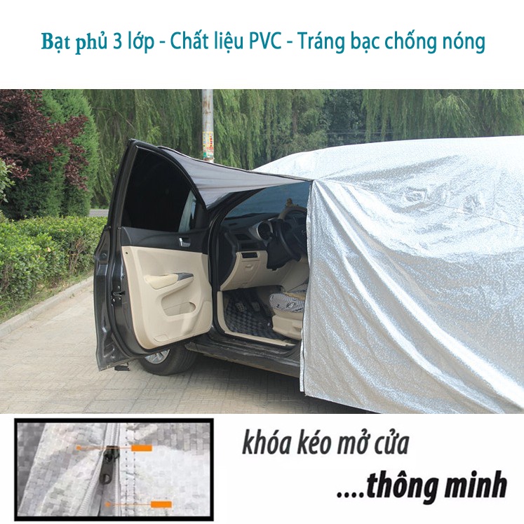 Bạt phủ ô tô,bạt phủ xe ô tô 3 lớp cao cấp dành cho xe hơi tráng nhôm chống nắng cách nhiệt chống xước