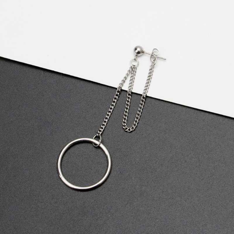 Khuyên tai hình mặt trăng và ngôi sao bằng titan phong cách cá tính Hàn Quốc