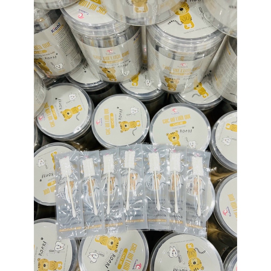 Combo 30 gạc rơ lưỡi que vô khuẩn KICHILACHI vệ sinh răng miệng cho bé từ 3 tháng tuổi
