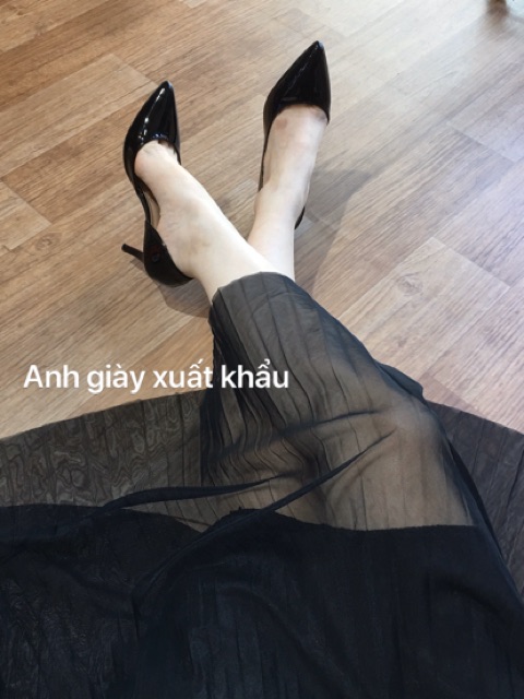 CG149- Giày khoét eo da bóng gót nhọn 7p VNXK( ảnh thật, kèm video)