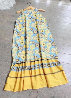 VÁY MAXI CỔ YẾM THỔ CẨM