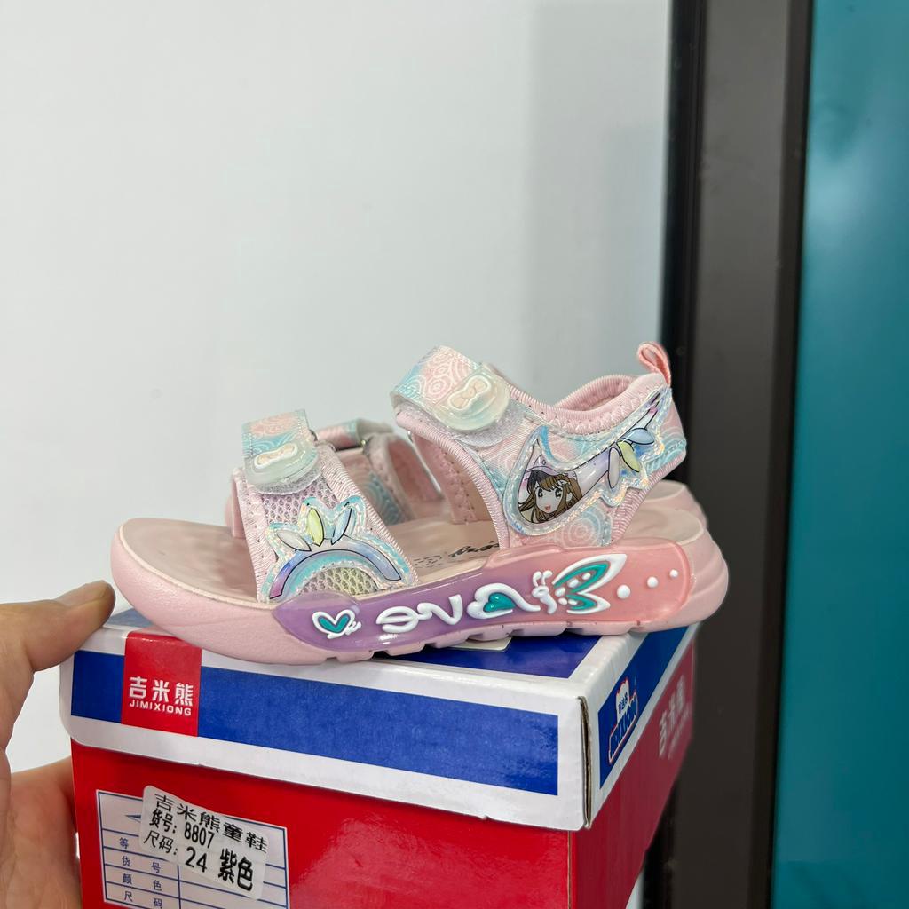 Dép quai hậu đế eva siêu nhẹ cho be gái in hoạt hình tiểu thư QCCC - Sandal cho bé khâu đế chống trượt fullbox 8807