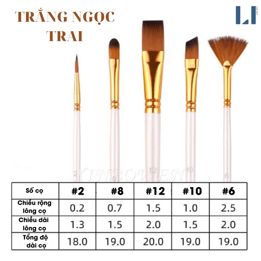 Bộ cọ vẽ gỗ cao cấp chuyên dụng vẽ tranh, tô tranh số hóa. Set 5 cọ vẽ màu nước, acrylic, sơn dầu, gouache,...