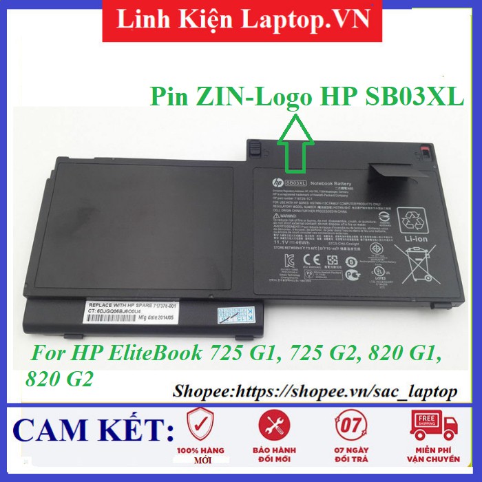 Pin Laptop HP 820 G1 SB03XL (ZIN) - EliteBook 725 G1, 725 G2, 820 G1, 820 G2