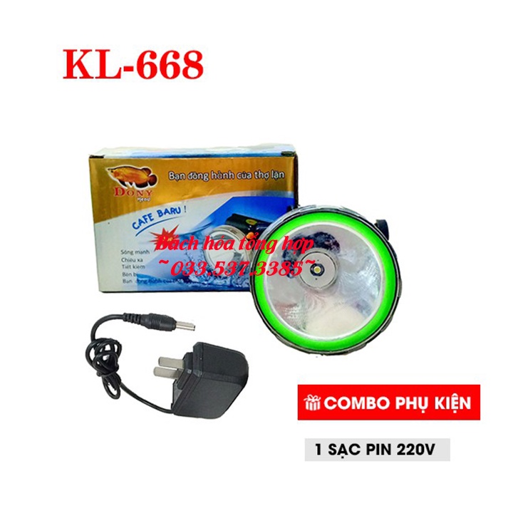 Đèn pin siêu sáng đội đầu KL 668, đèn pin đội đầu siêu sáng chống nước