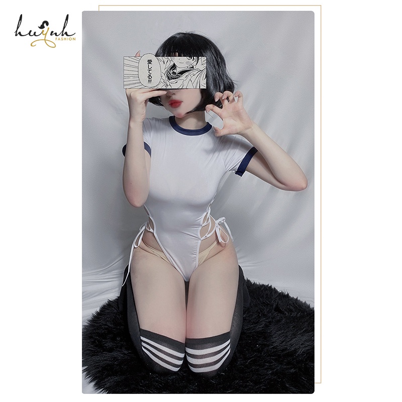 Đồ Ngủ Liền Thân Bodysuit Trơn Dây Rút Có Khuy Đũng Sexy - B31