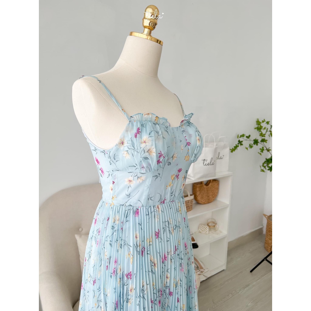 TIELA Đầm váy hoa dập ly bèo ngực - Fae Dress