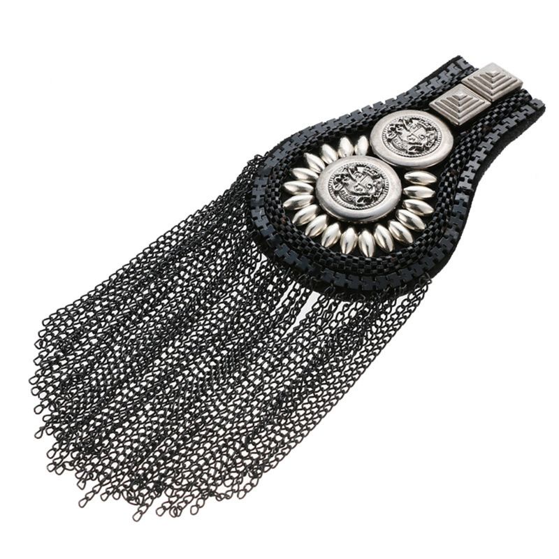 Dây Xích Kim Loại Đeo Vai Phối Tua Rua Thời Trang Cho Blazer Epaulettes Trang Trí Trang Sức