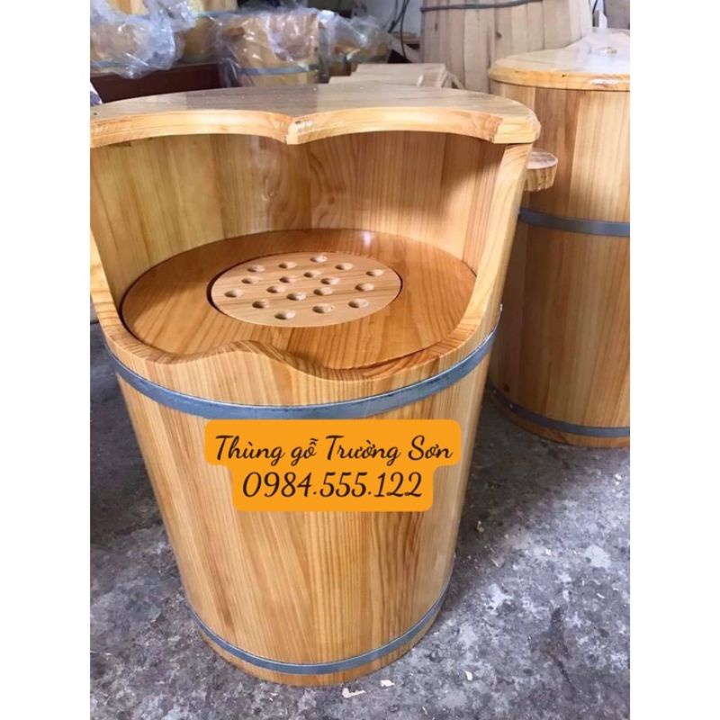 Thùng xông chân, xông phụ khoa, xong đầu bằng gỗ kèm bàn lăn chân dùng trong spa, tại nhà giúp lưu thông máu, ngủ ngon