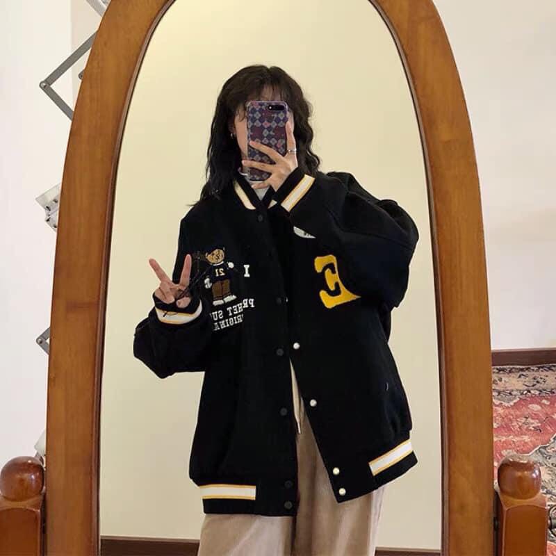 Áo Khoác Nỉ Ngoại Nam Nữ Áo Bomber Nỉ Chữ E Unisex Form Rộng Hàng Hot Trend | BigBuy360 - bigbuy360.vn