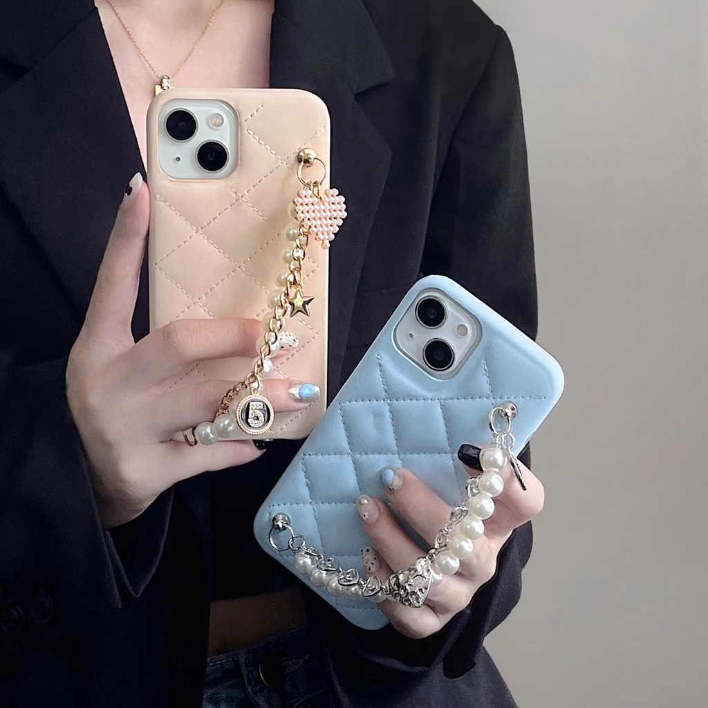 Ốp Điện Thoại Tpu Silicon Mềm Chống Sốc Phối Dây Đeo Ngọc Trai Dành Cho iphone 11 12 13Pro Max XS Max X XS XR