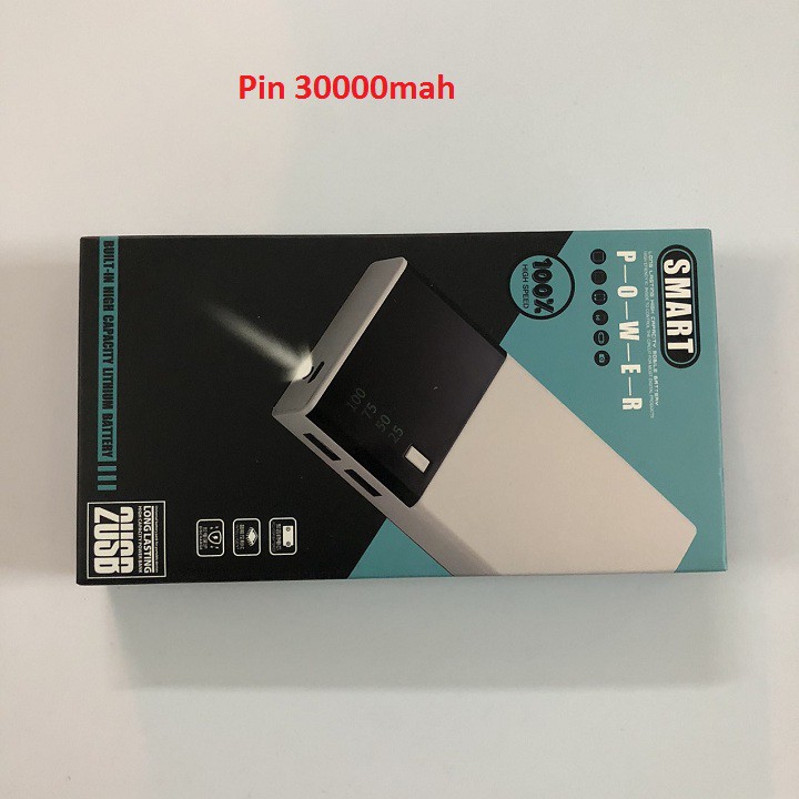 Pin Sạc Dự Phòng, Sạc Power Bank Dung Lượng 30000mAh Màn LED Có Đèn Pin