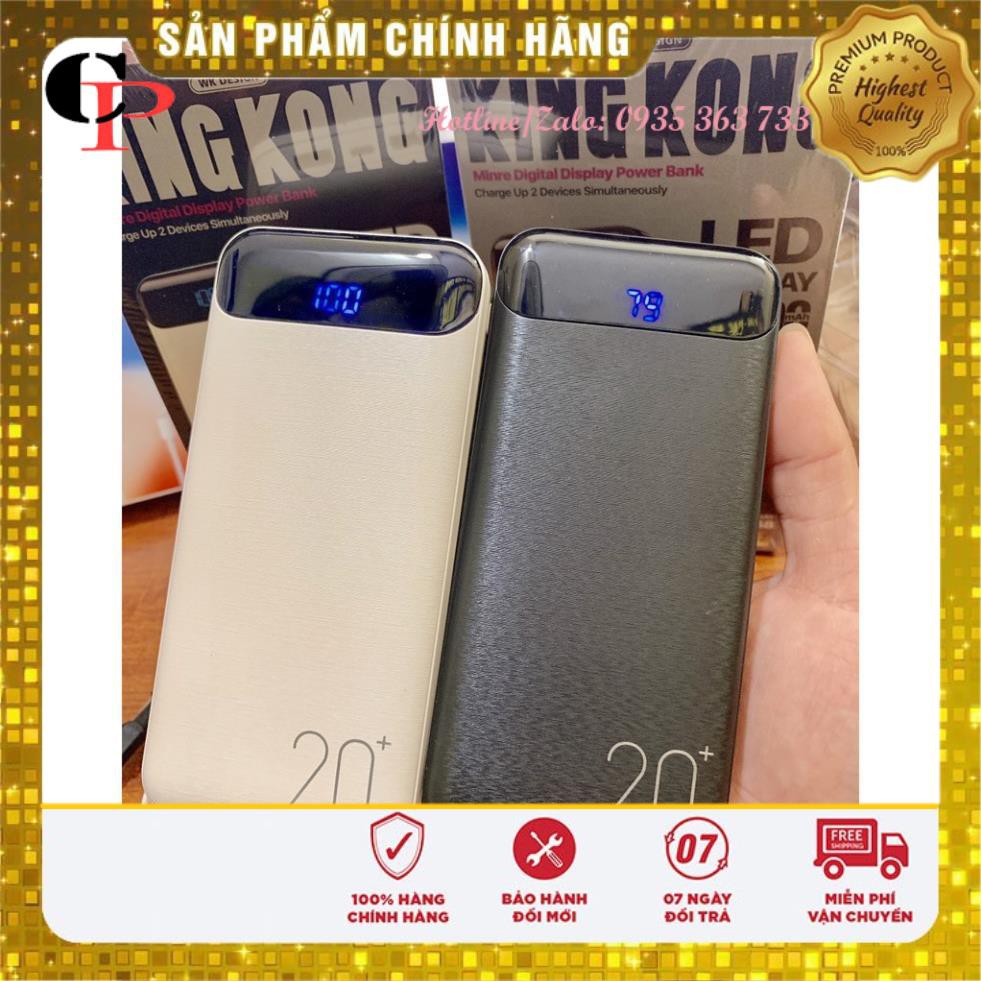 Sạc dự phòng  CHÍNH HÃNG  pin sạc dự phòng WK  WP-168 20000Mah, pin có thể sạc cùng lúc tới 2 thiết bị