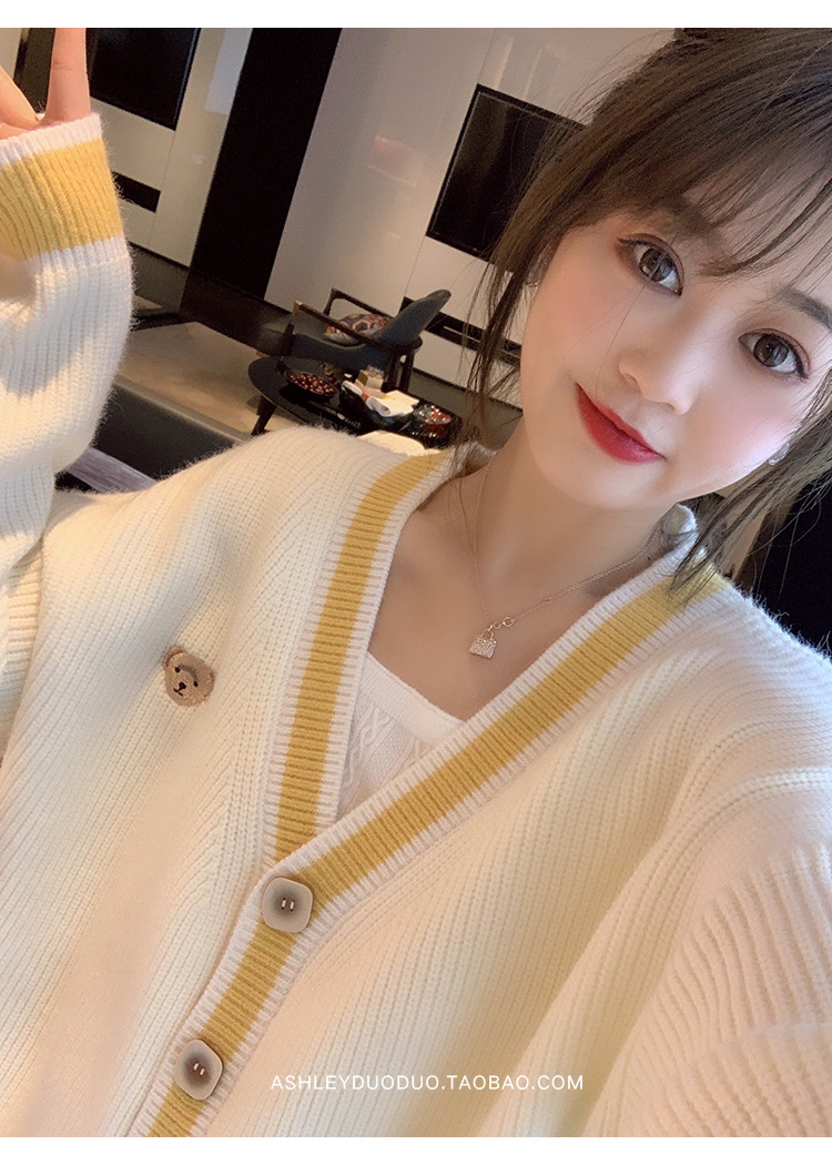 [ Mã FAGREEN1505 giảm 10% tối đa 30K đơn 99K] Áo khoác sweater dệt kim dáng rộng cổ chữ V phong cách Hàn Quốc thanh lịch | BigBuy360 - bigbuy360.vn