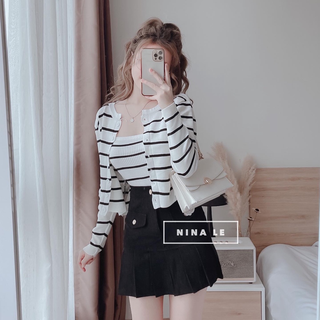 Chân váy chữ a xếp ly tenins ngắn kiểu chất nhung tăm có quần lót trong thời trang công sở nữ tính Mã QK01