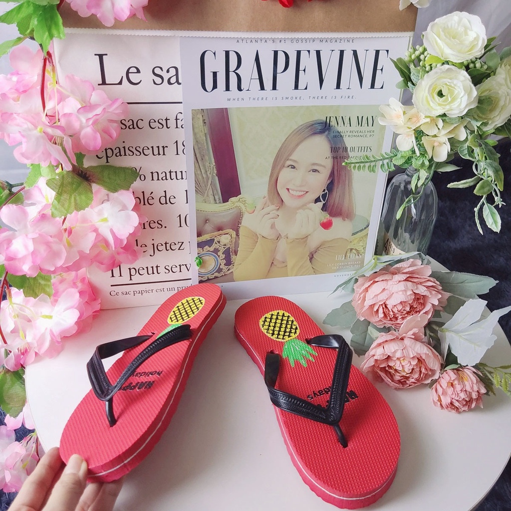 Dép xỏ ngón nữ thời trang in hình trái thơm , dép đi biển, đi trong nhà nhiều size, hàng có sẵn