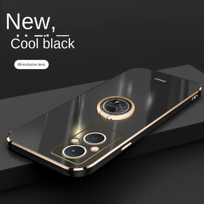 Ốp Điện Thoại TPU Mềm Viền Kim Loại 6D Có Nhẫn Đỡ Cho OPPO Reno 8Z Reno8Z 5G Reno8Z