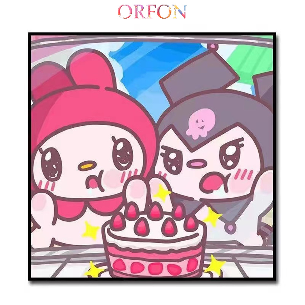 Bộ Tranh Sơn Dầu DIY Hình Gia Đình Sanrio 20x20cm/30x30cm Trang Trí Nhà