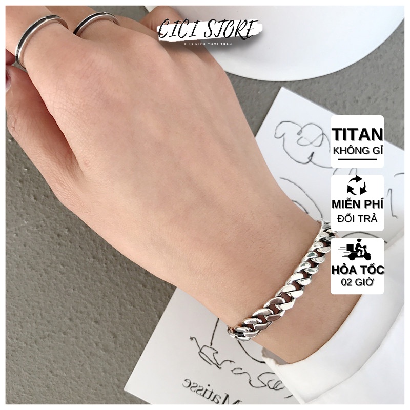 Vòng Đeo Tay Nam Thép Titan Không Gỉ Xích Basic