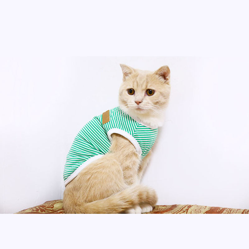Thời Trang Thú Cưng Mùa Xuân Và Mùa Hè Sọc áo Vest Mèo Và Chó Cỡ Nhỏ Và Vừa Bằng Cotton Tinh Khiết Quần áo Viền Thoáng Khí Thoải Mái