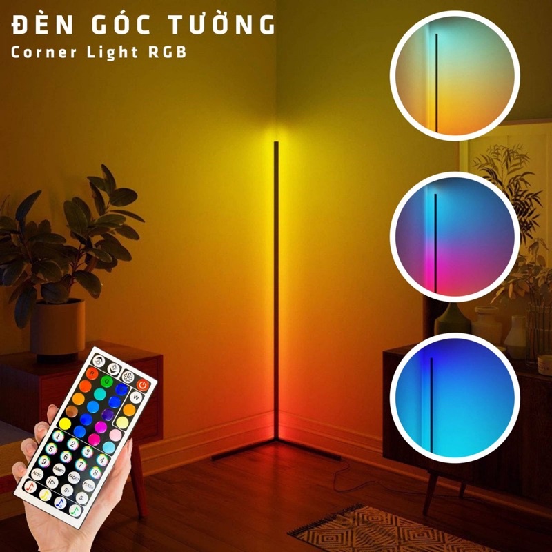 Đèn Góc Tường Corner Light RGB Led Dài 1M5 - Cảm ứng theo nhạc - Kèm remote, 20 màu, nhiều chế độ nháy đèn, siêu nhẹ