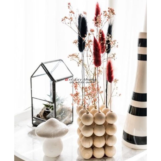 Hạt gỗ tròn, làm macrame, handmade, decor