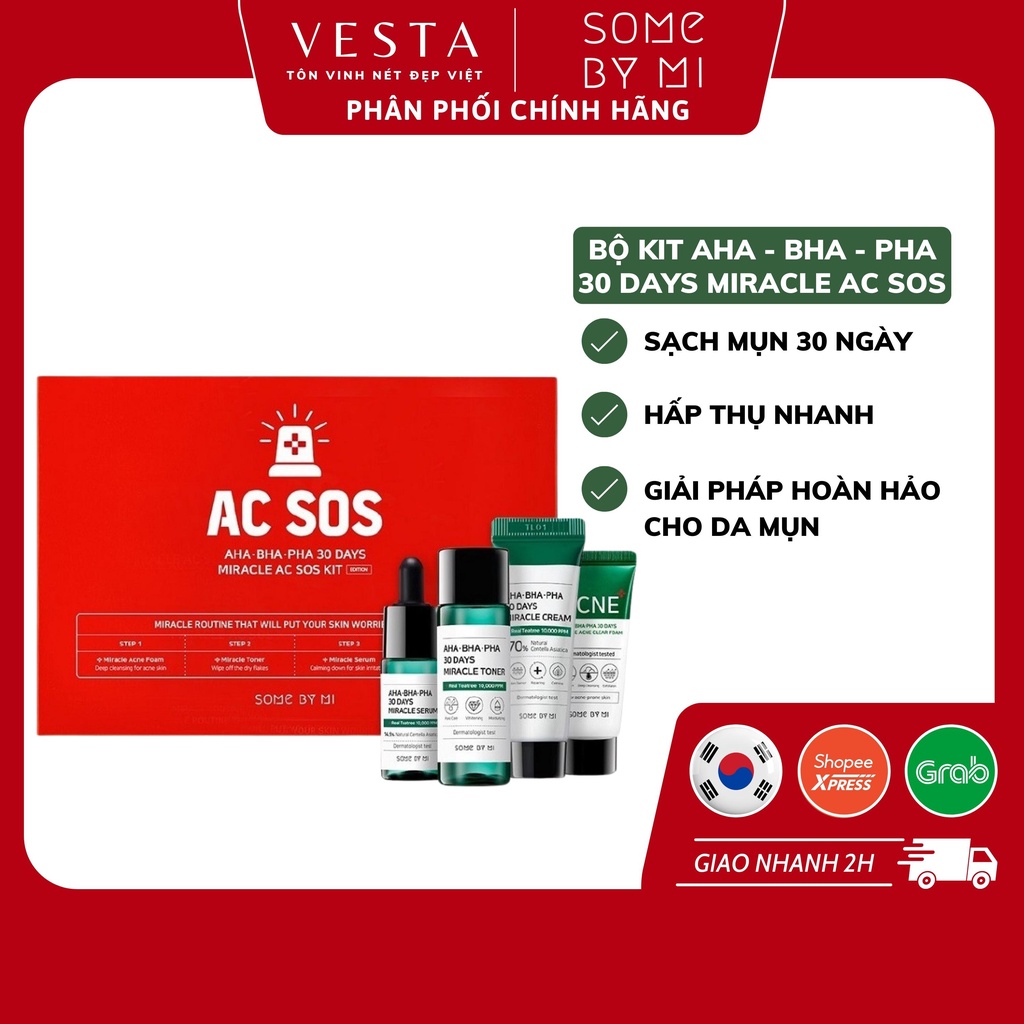 Bộ Kit Giảm Mụn Some By Mi AC SOS AHA BHA PHA 30 Days