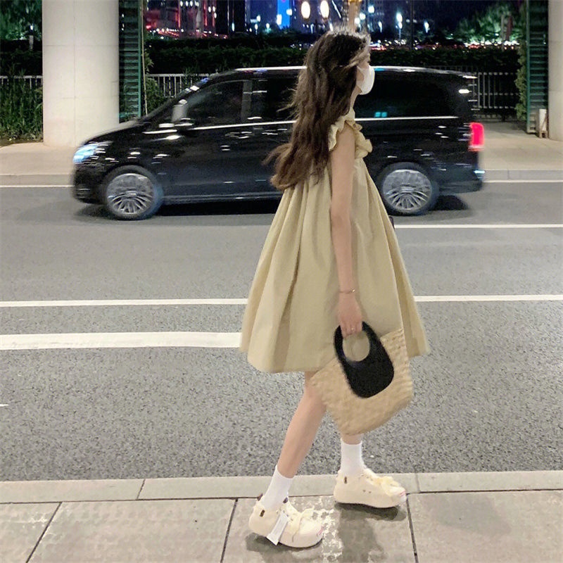 Đầm Công Chúa Mùa Hè Tay Bay Xếp Ly Dáng Ôm Phong Cách Hàn Quốc Ngọt Ngào Cho Nữ