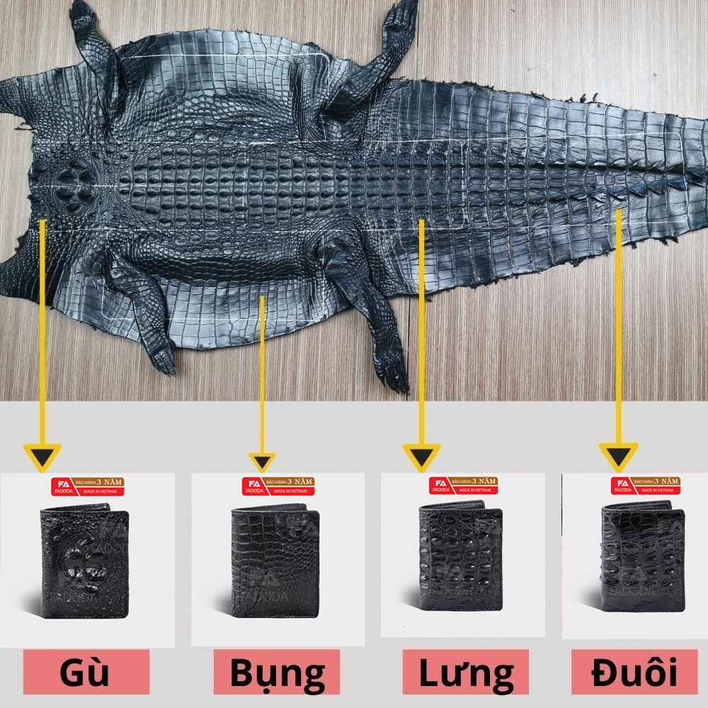 Ví nam da cá sấu hai mặt FADODA SP-FCW02D Đuôi Cá Sấu