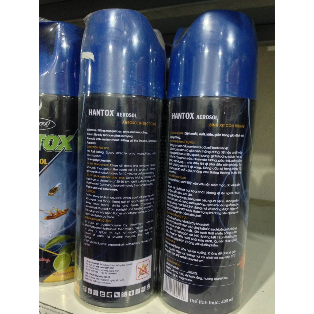 HANVET xịt ruồi muỗi kiến gian hương chanh AEROSOL 400 ml