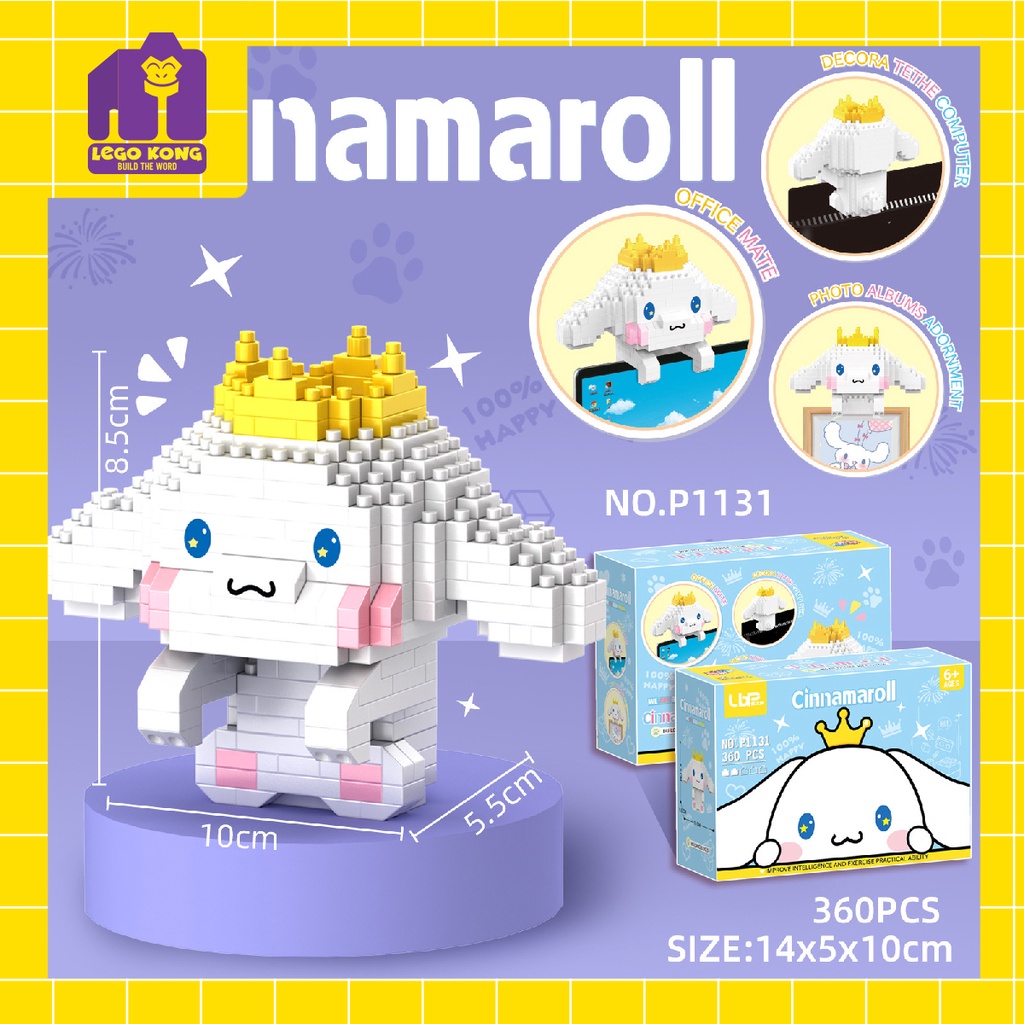 Lego trang trí 3d block Doraemon xếp hình pokemon khung tranh lắp ráp Cinnamoroll decor máy tính phòng trọ góc làm việc