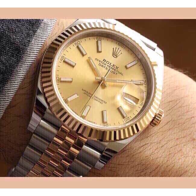 Đồng hồ Nam Rolex máy nhật mặt vàng số gạch dòng cơ Automatic size 38mm-41mm