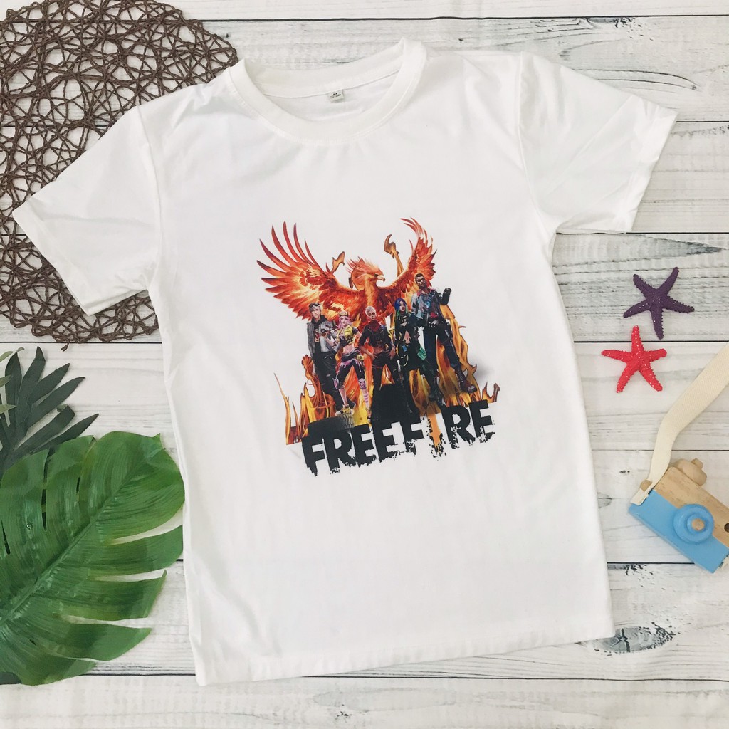 Áo thun cho bé in hình Free Fire Siêu Ngầu, Áo thun mềm mịn, thấm hút mồ hôi cho bé size đại từ 10 - 77kg