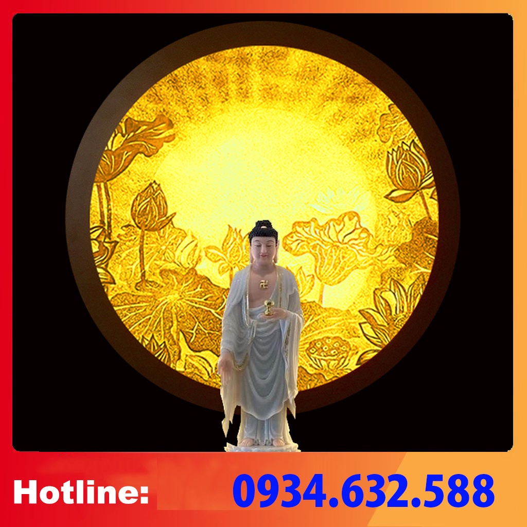 Đẹp - HÀO QUANG PHẬT đường kính 30cm, khung sắt, in tranh trúc chỉ -treo sau tượng thờ phật, trang trí rất đẹp