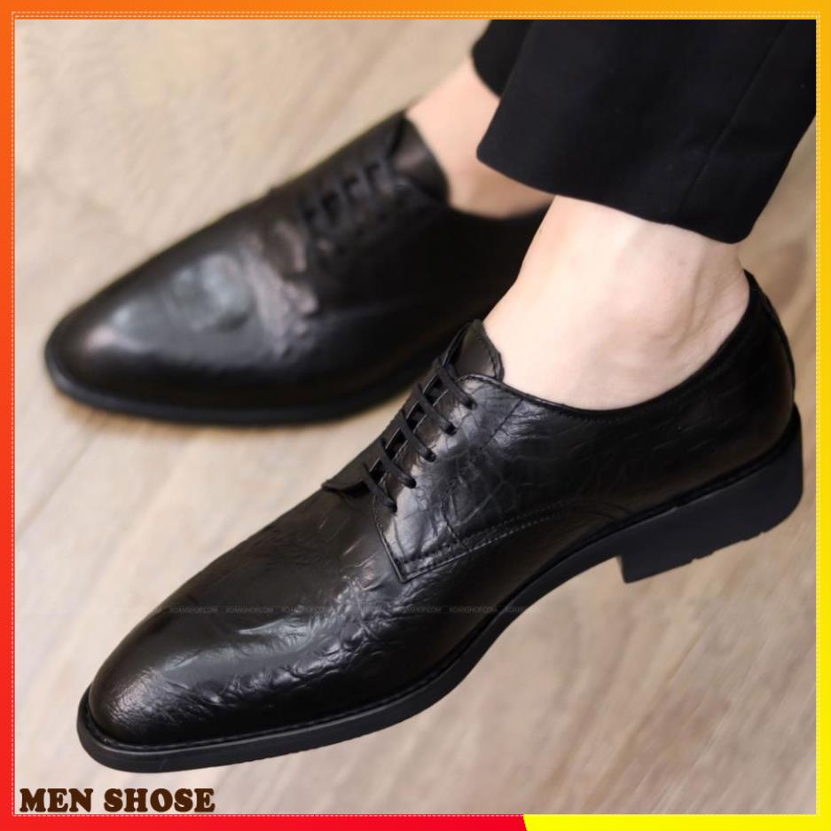 Giày Da Nam Buộc Dây Vân Cá Sấu - Mã G021