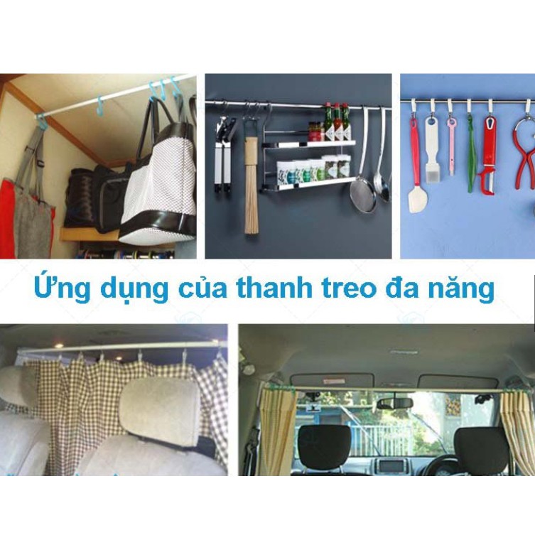 Thanh Treo Rèm Cửa / Tắm / Bếp INOX đa năng cao cấp loại nhỏ nhất - Không Cần Khoan Tường ( Nhiều Kích Thước )