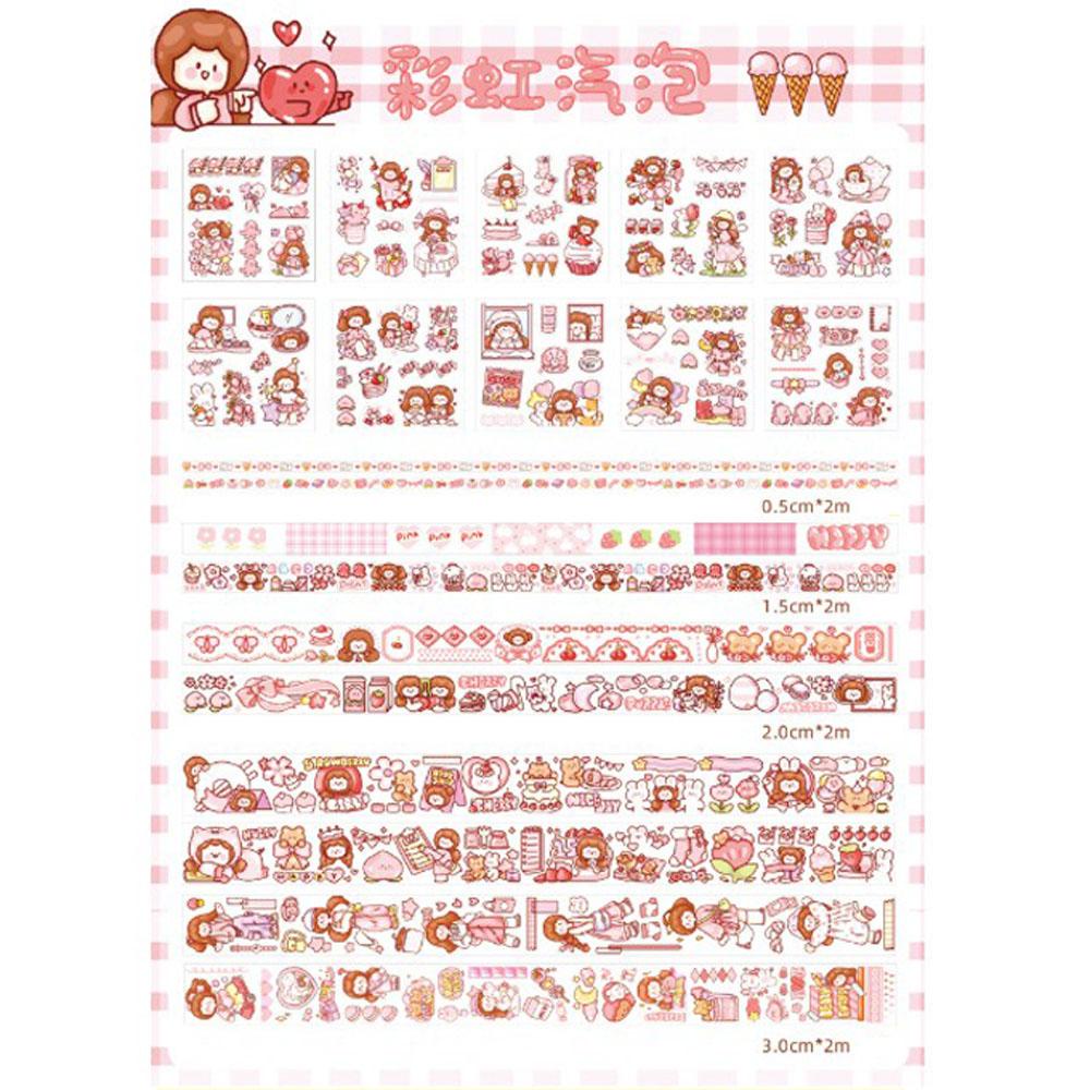 Bộ 20 Miếng Dán Trang Trí Sổ Tay / Đồ Uống Hình Thỏ / Gấu Màu Ngà Xinh Xắn