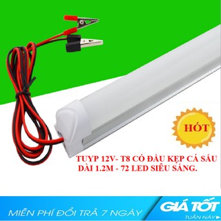 ĐÈN LED KẸP BÌNH ÁP QUY 12V CAO CẤP,  TUYP 1M  72 LED