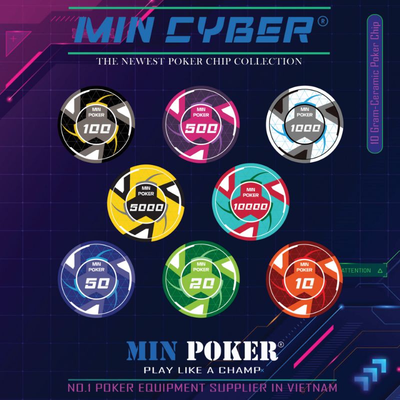 Set chip poker gốm Ceramic Cyber cao cấp tùy chọn mệnh giá